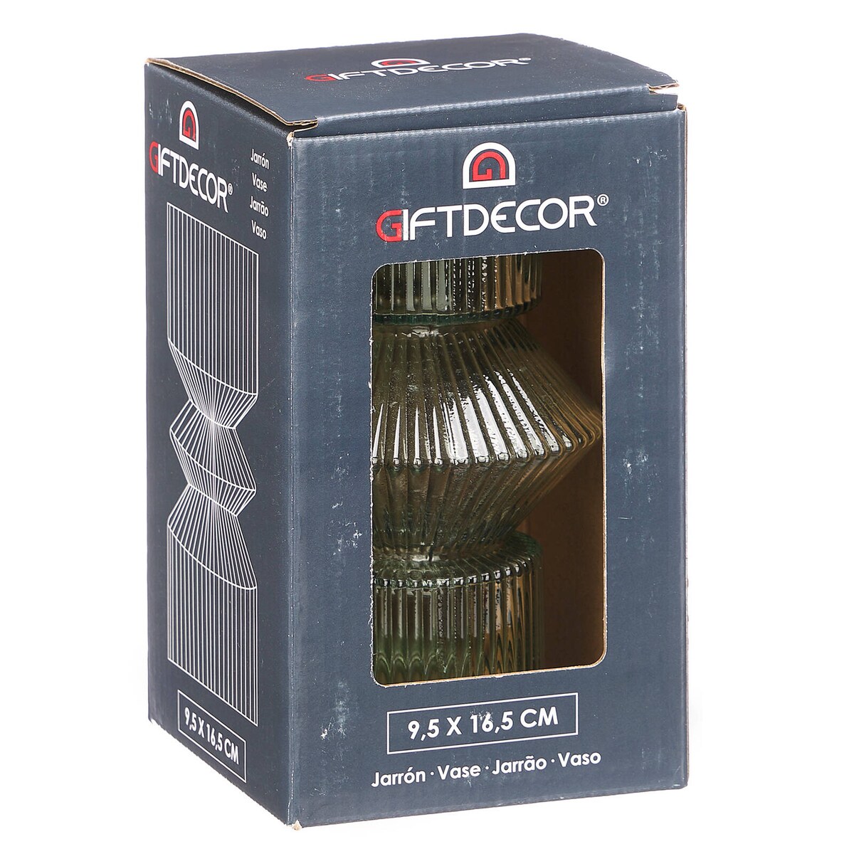 Szklany wazon ryflowane szkło, 9,5 x 16,5 cm