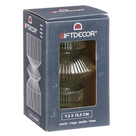 Szklany wazon ryflowane szkło, 9,5 x 16,5 cm