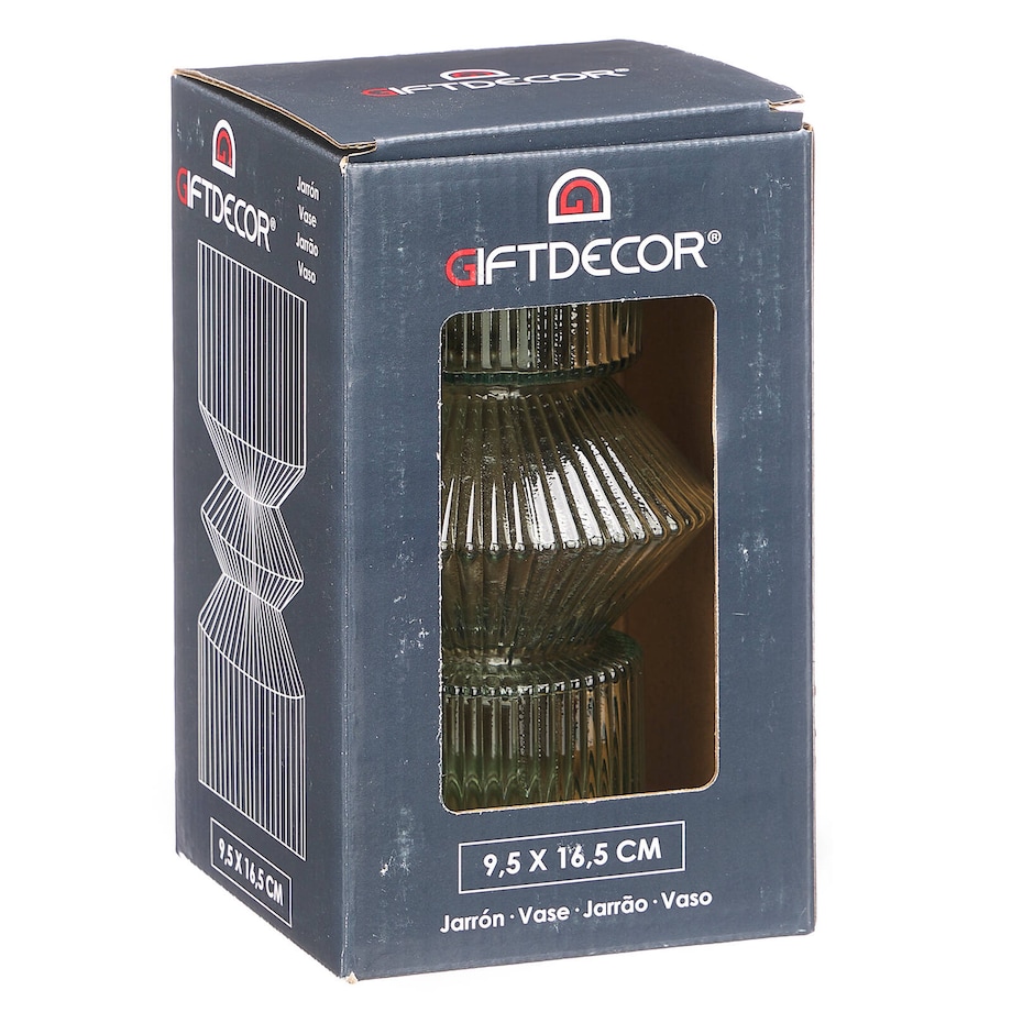 Szklany wazon ryflowane szkło, 9,5 x 16,5 cm