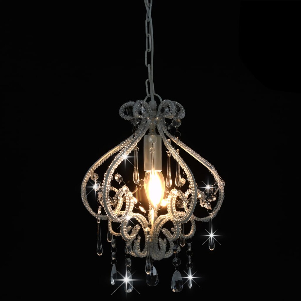 vidaXL Lampa sufitowa z koralikami, biała, okrągła, E14