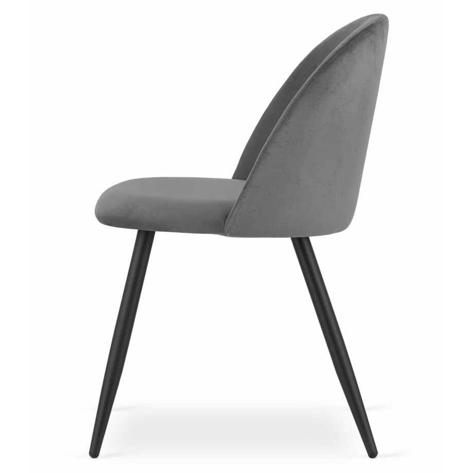 Krzesło Do Jadalni Kuchni Salonu Bello - Aksamit Ciemnoszare / Nogi Czarne X 3