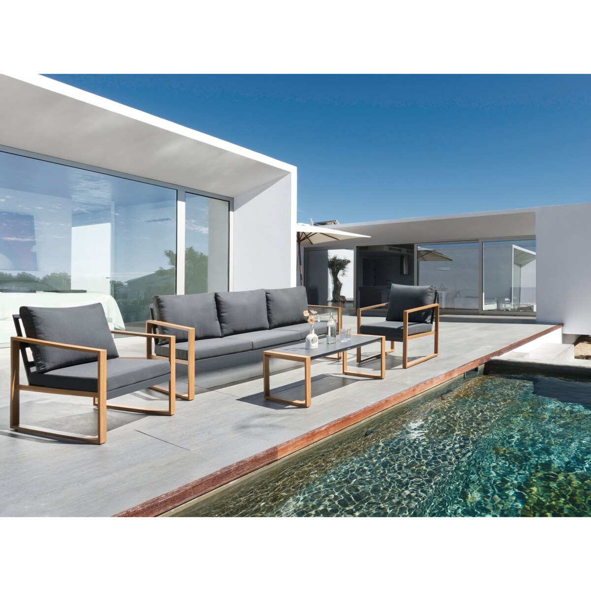 Zestaw ogrodowy ze stolikiem dla 5 osób GELSO Metal Ciemnoszary