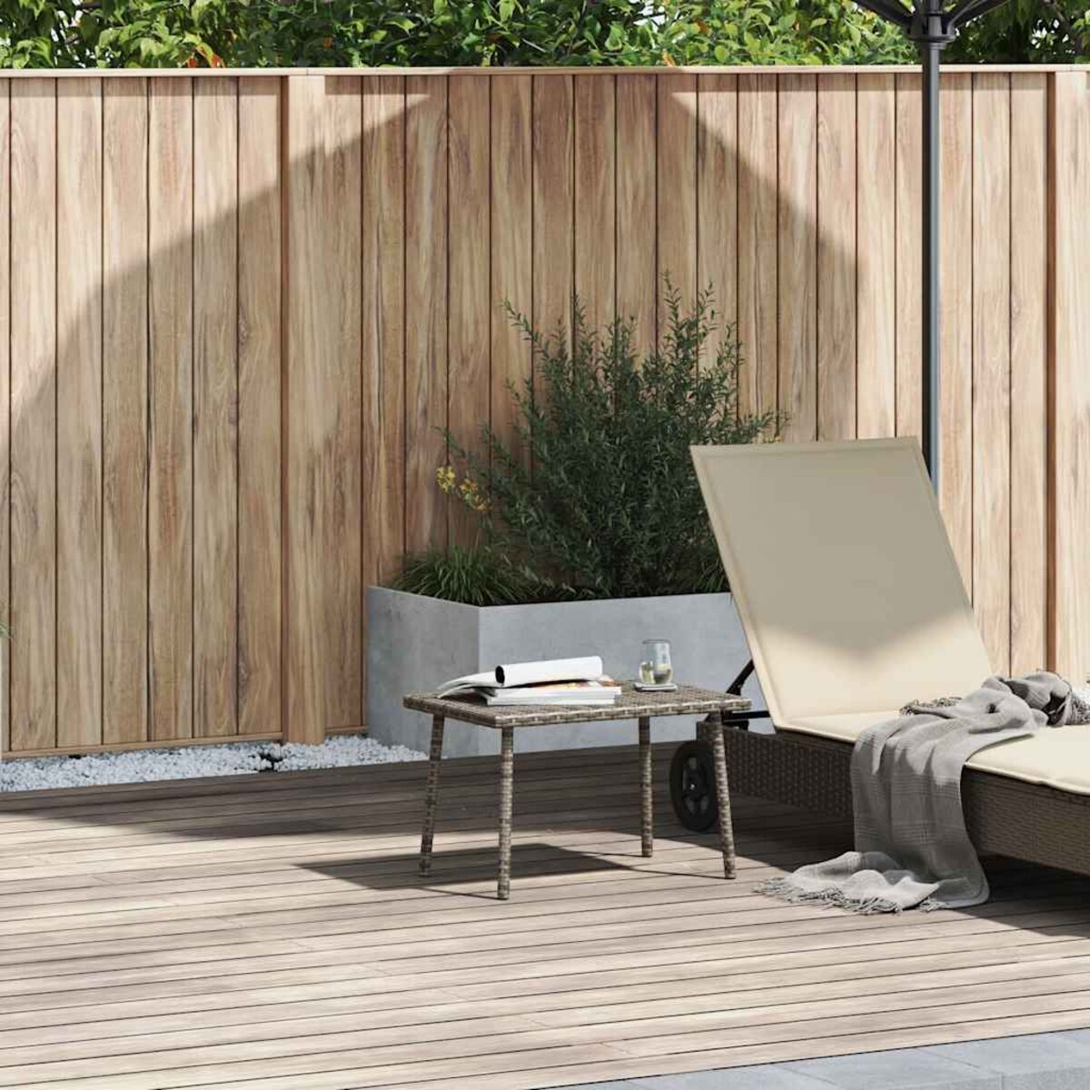 vidaXL Stolik kawowy ogrodowy prostokątny szary 60x40x37 cm polirattan