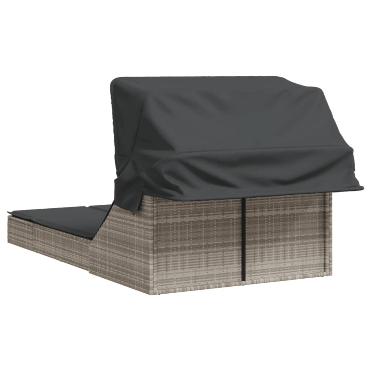 vidaXL Podwójna leżanka z zadaszeniem i poduszkami, jasnoszara