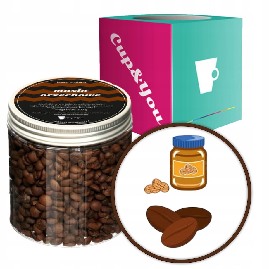 Kawa aromatyzowana ziarnista smak MASŁO ORZECHOWE ARABICA Cup&You 200g na prezent upominek dla kobiety mężczyzny faceta mamy taty żony męża