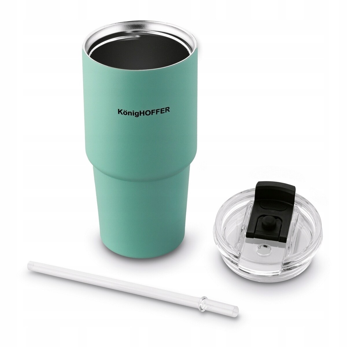 Kubek termiczny ze słomką 420ml MIĘTOWY na ciepłe zimne napoje kawę koktajl