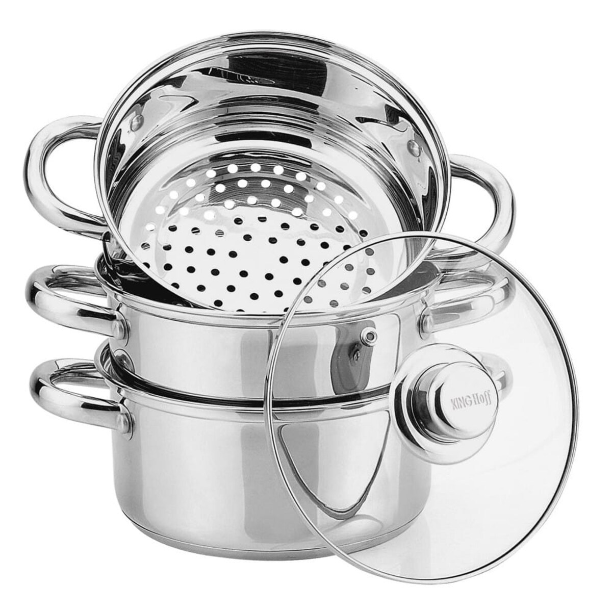 Garnki do gotowania na parze 2.5L 18cm 4 ele. parowar indukcja KINGHOFF