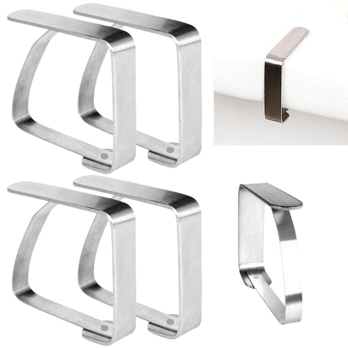 Klipsy uchwyty klamry stalowe do obrusu stołu 4 sztuki