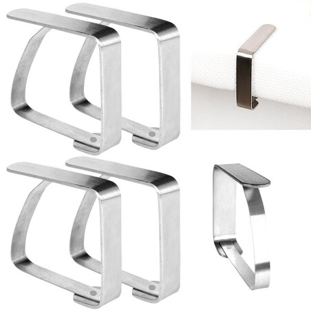 Klipsy uchwyty klamry stalowe do obrusu stołu 4 sztuki
