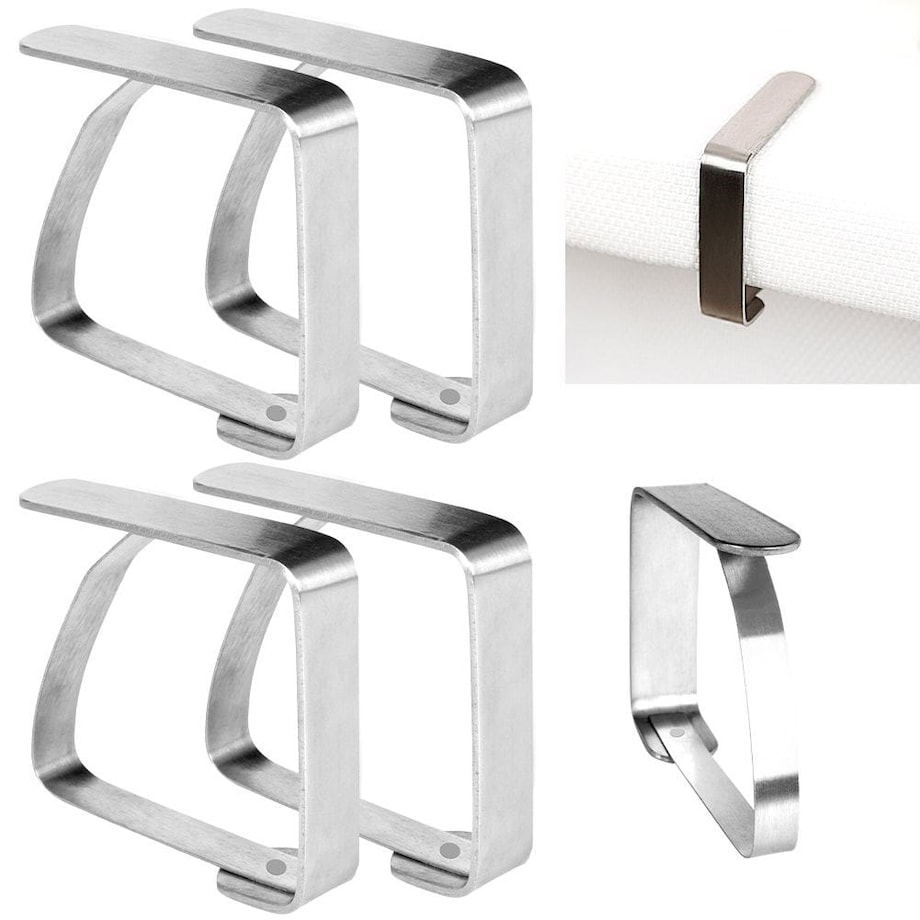Klipsy uchwyty klamry stalowe do obrusu stołu 4 sztuki