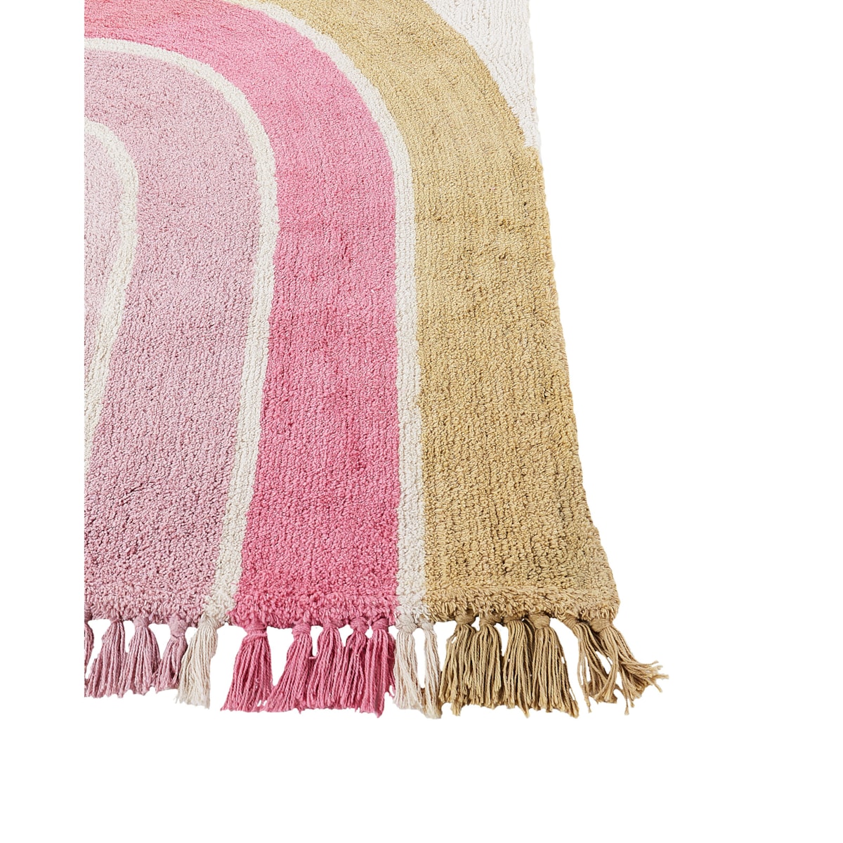 Dywan dziecięcy bawełniany w tęczę 140 x 200 cm beżowy z różowym TATARLI