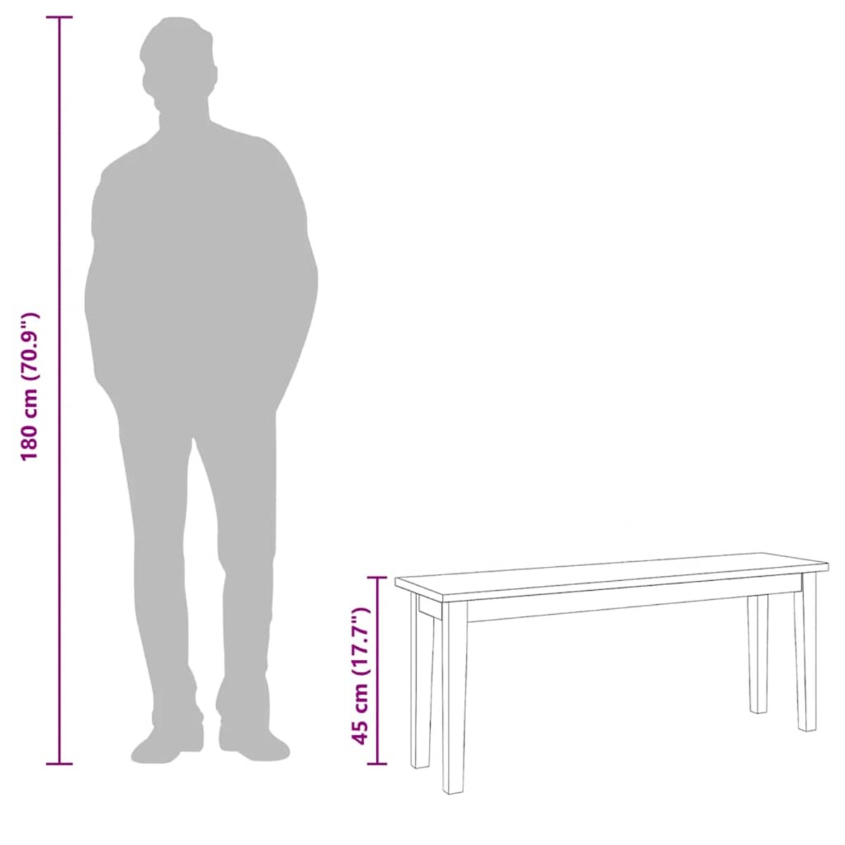 vidaXL Ławka 110 cm Biała lite drewno guma