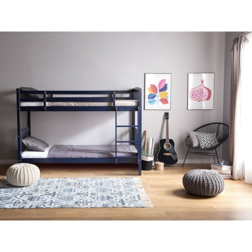 Łóżko piętrowe drewniane 90 x 200 cm niebieskie REVIN
