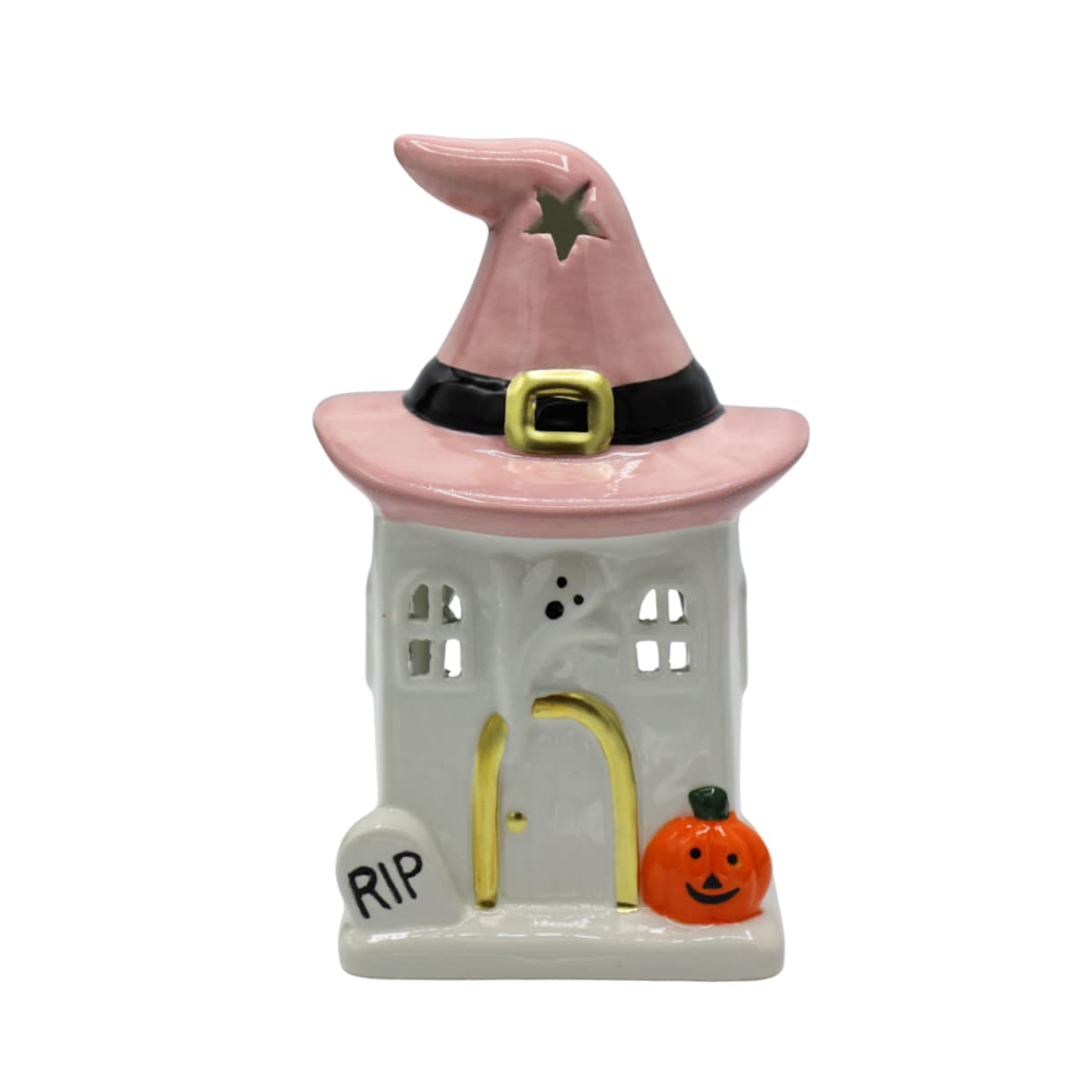 Dekoracja Halloween - domek ceramiczny na tea-lighty 20x13x11,5 cm RIP