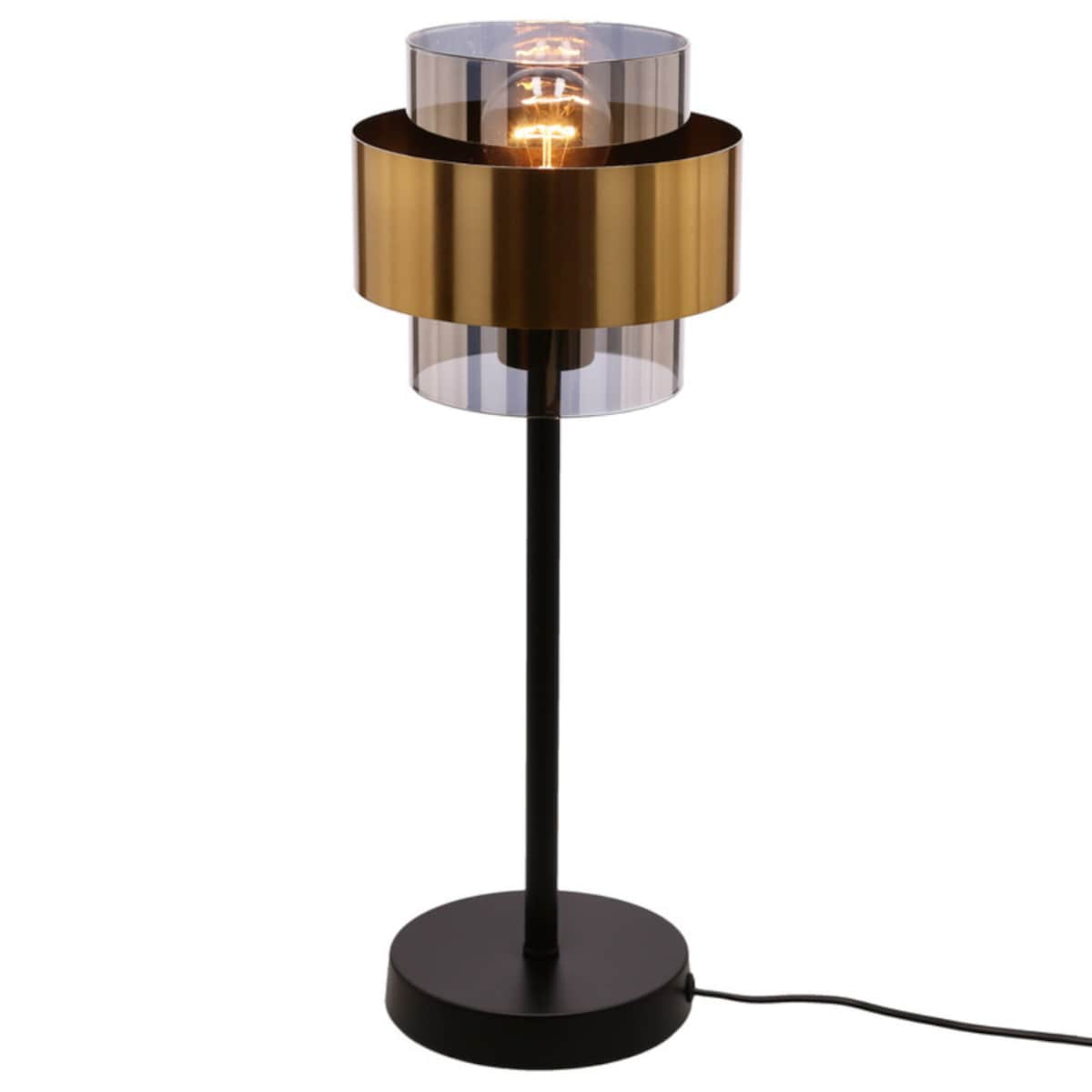 Stołowa lampa tuba Spiega 41-09531 Candellux do sypialni mosiądz czarny