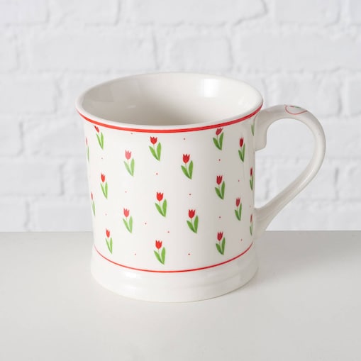 Kubek do kawy i herbaty DANIQUE, wzór w tulipany, 420 ml