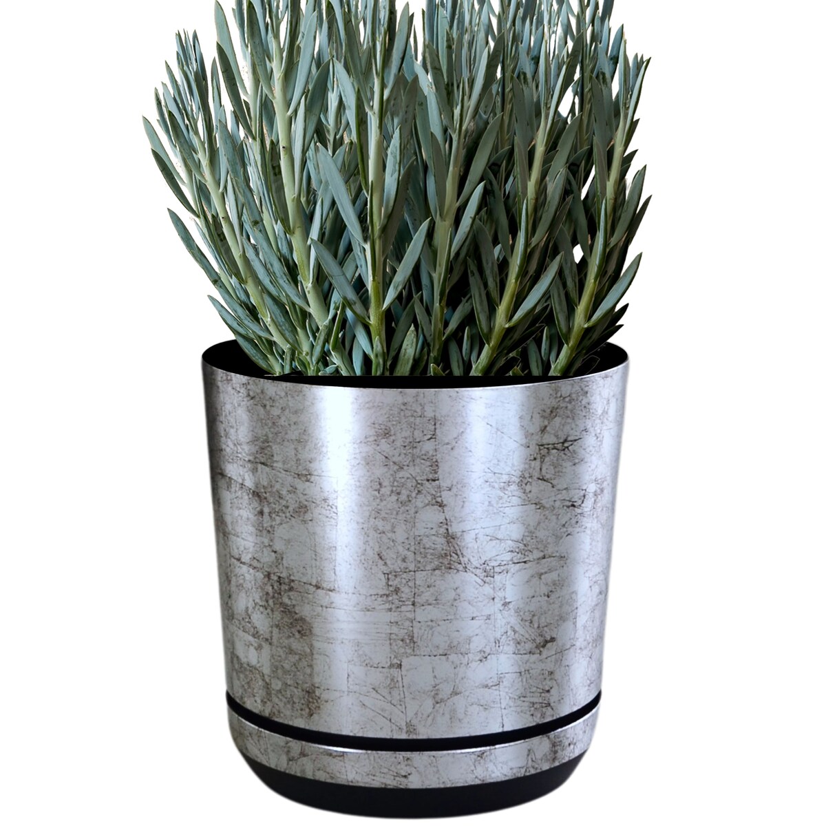 14 cm wzór STARE SREBRO Doniczka z podstawką klasyczna elegancka efekt kamienia skały