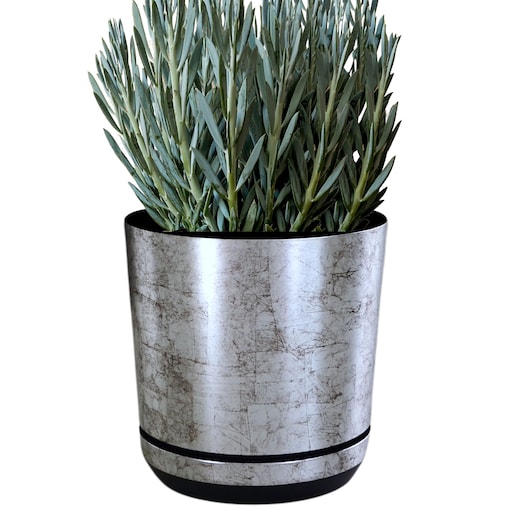 14 cm wzór STARE SREBRO Doniczka z podstawką klasyczna elegancka efekt kamienia skały