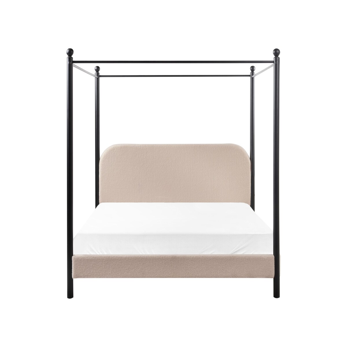 Łóżko z baldachimem Boucle DANNEMOIS 140 x 200 cm Beżowoszary