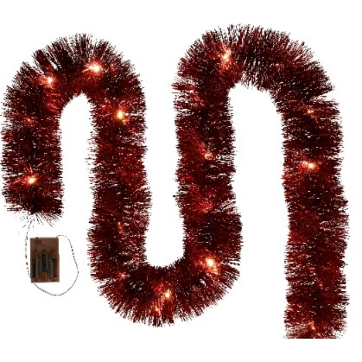 Łańcuch Led Choinkowy Czerwony Na Baterie Świąteczny Na Choinkę 6 Metrów