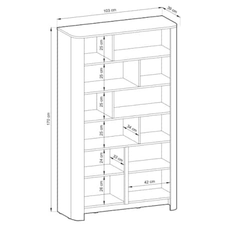 Regał pojemny o zaokrąglonych kształtach, Dąb Vincenza