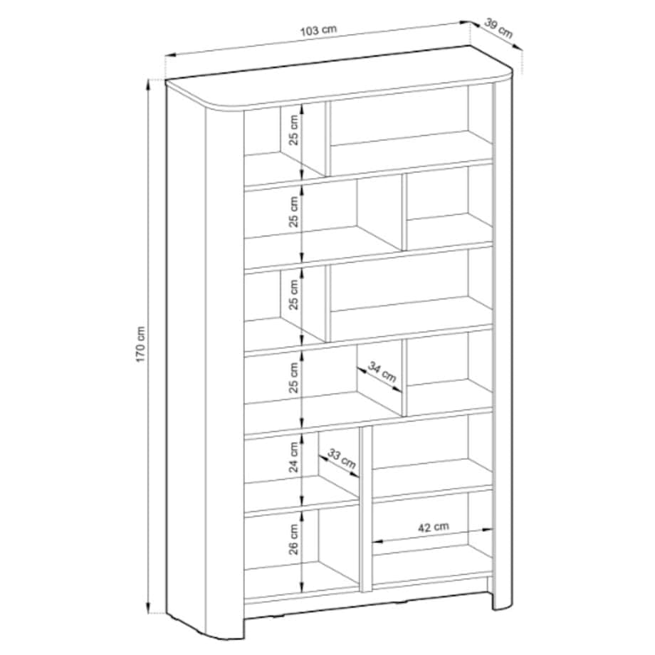 Regał pojemny o zaokrąglonych kształtach, Dąb Vincenza