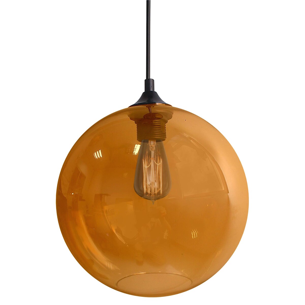 LAMPA wisząca EDISON 31-21397 Candellux kulista OPRAWA loftowy ZWIS szklana kula ball bursztynowa