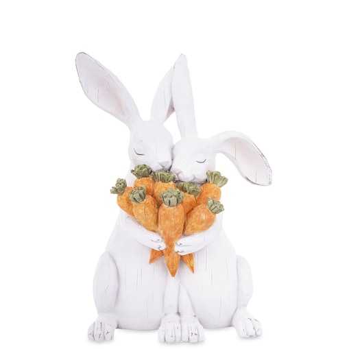 Dekoracja - para króliczków z marchewkami 33x23,5x16 cm