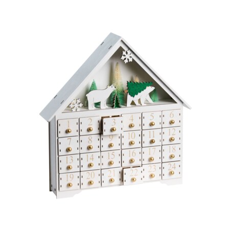 Dekoracja świąteczna LED MJOSA Kalendarz adwentowy 33 cm Biały