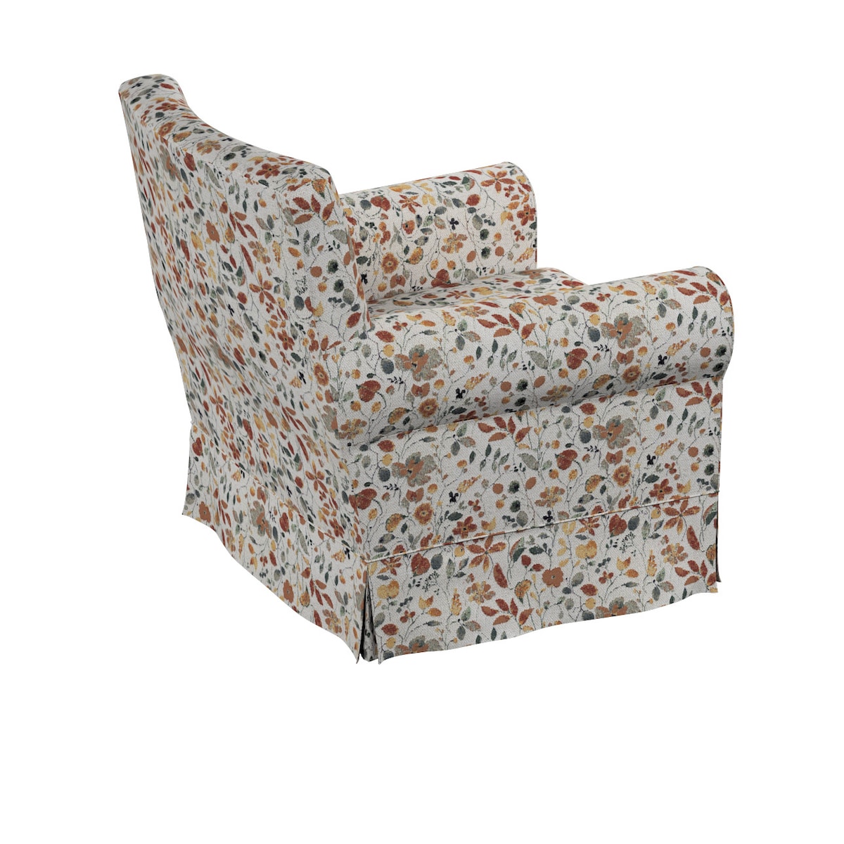 Pokrowiec na fotel Ektorp Jennylund, pomarańczowo-zielone kwiaty na kremowym tle, 78 x 85 x 84 cm, Cosy Home