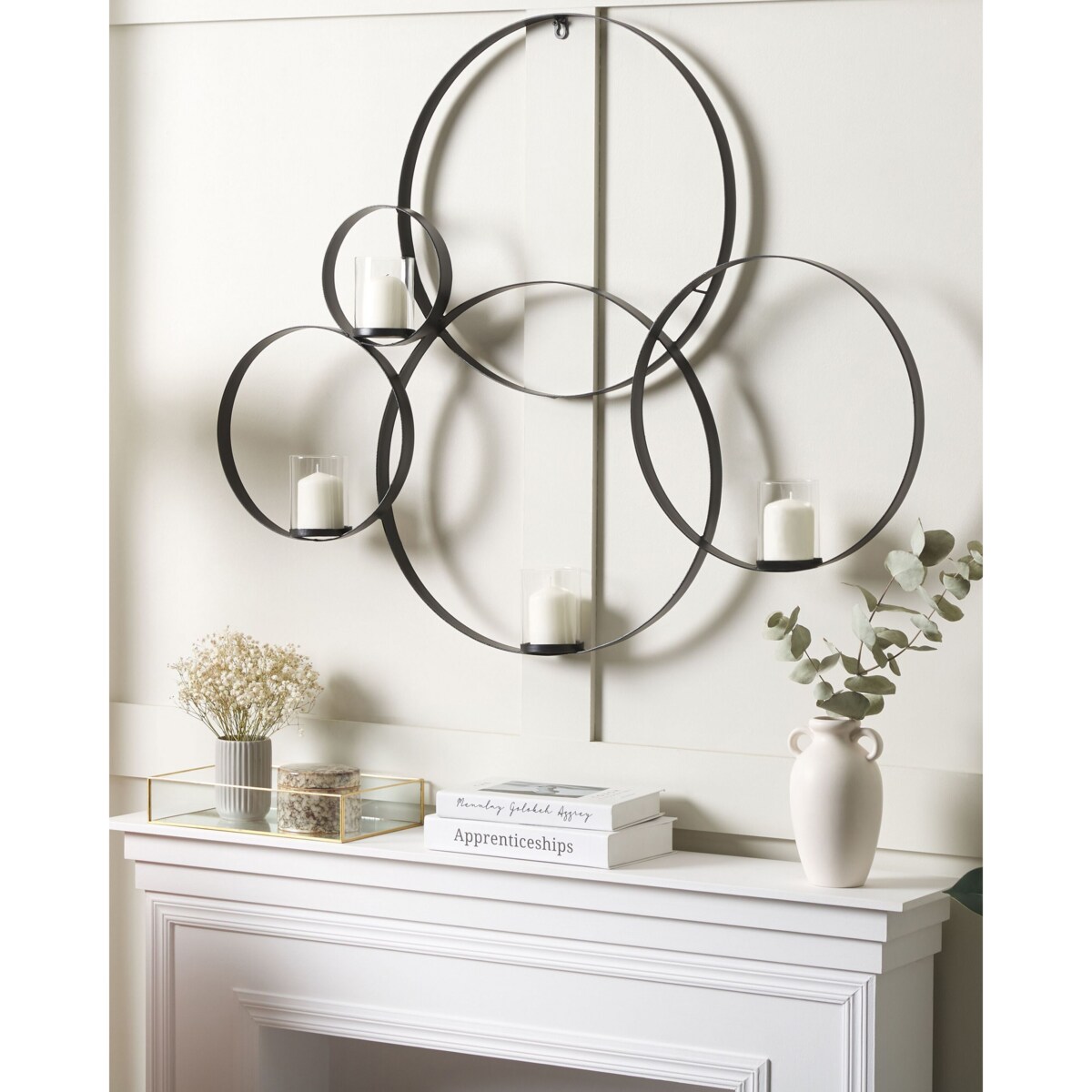 Świecznik ścienny metalowy 80 cm czarny BURU