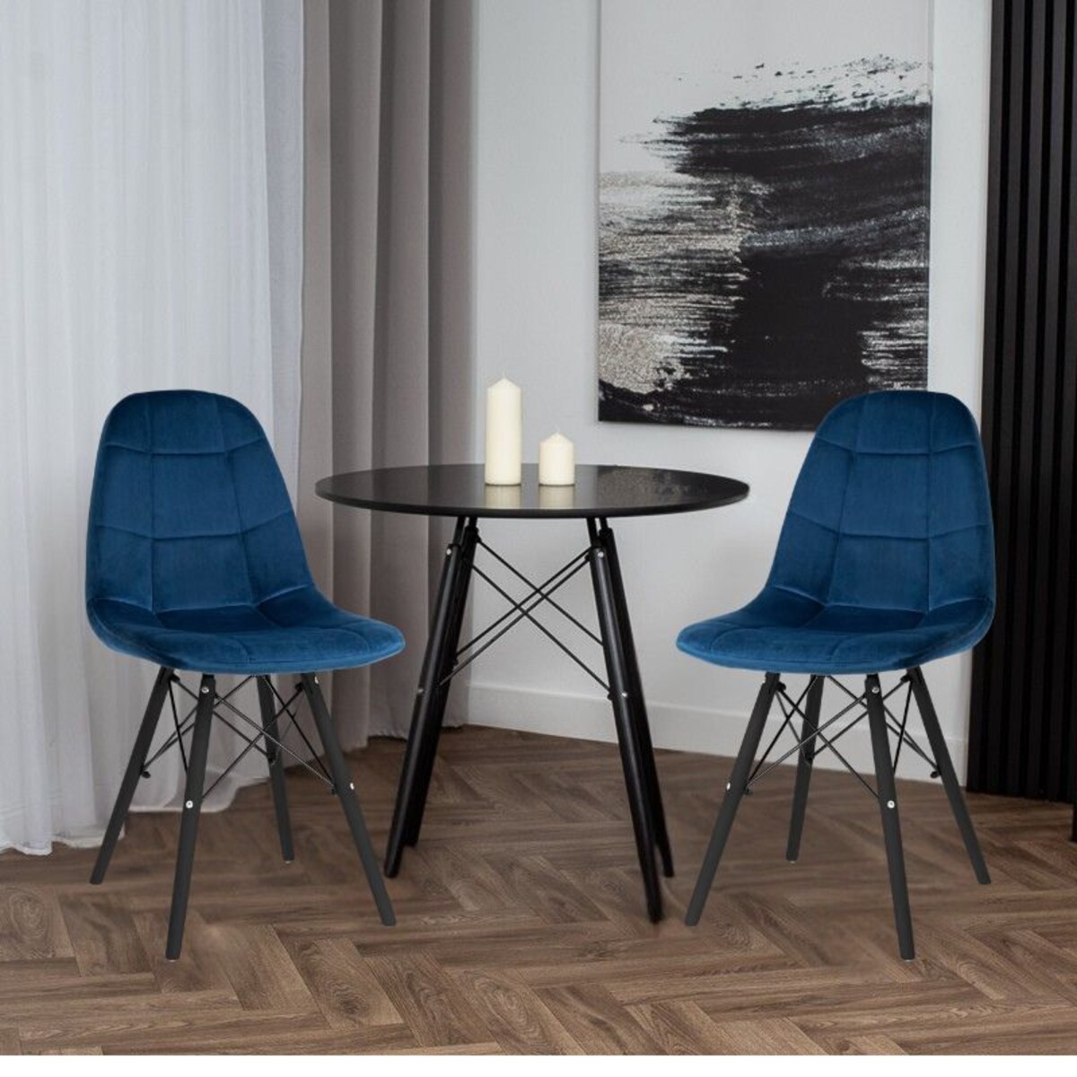 Krzesło tapicerowane skandynawskie nowoczesne welurowe pikowane