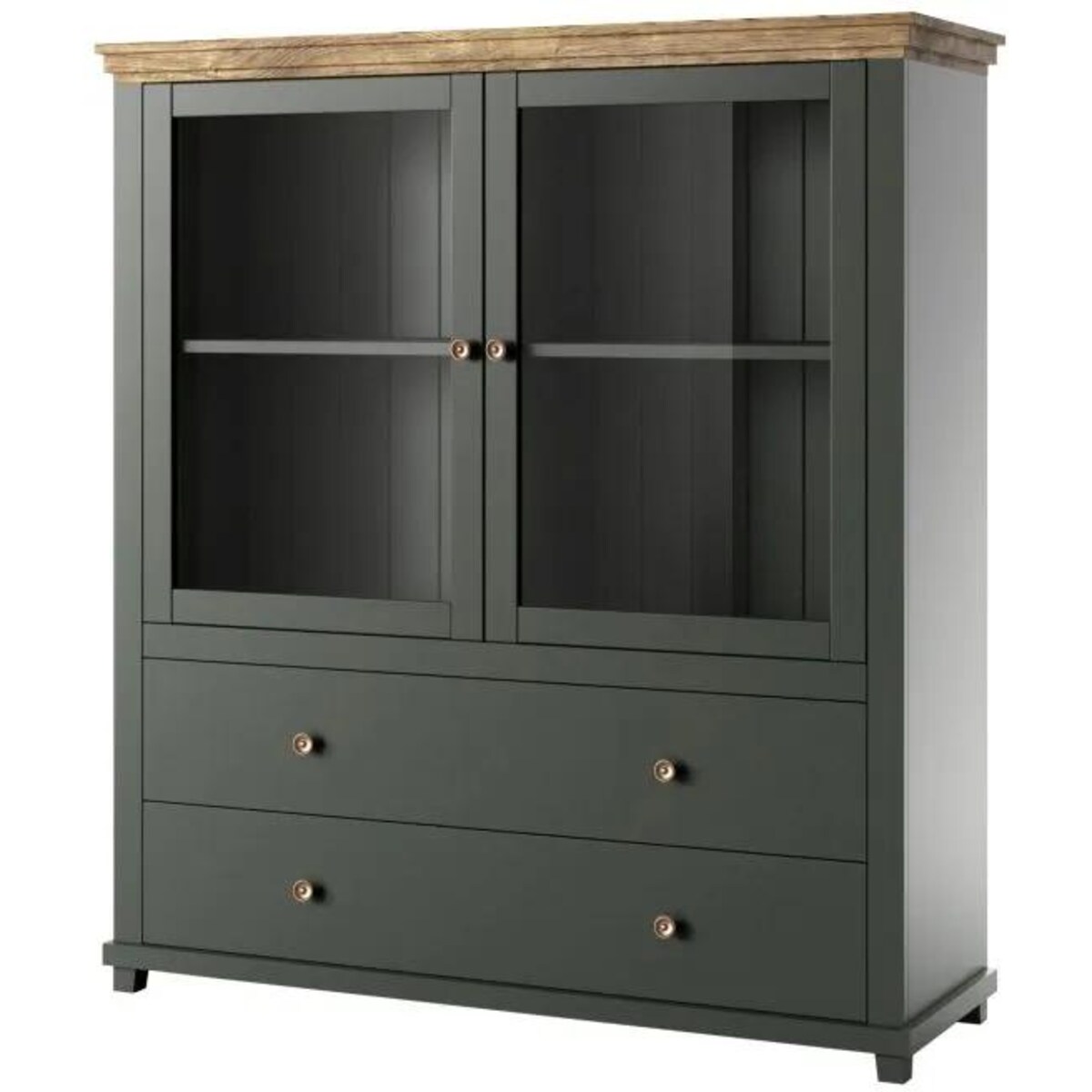 Komoda wysoka EVORA 2D2S 126 zielona mat/dąb lefkas