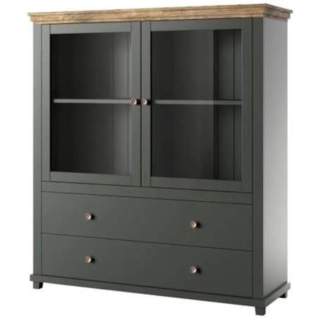 Komoda wysoka EVORA 2D2S 126 zielona mat/dąb lefkas