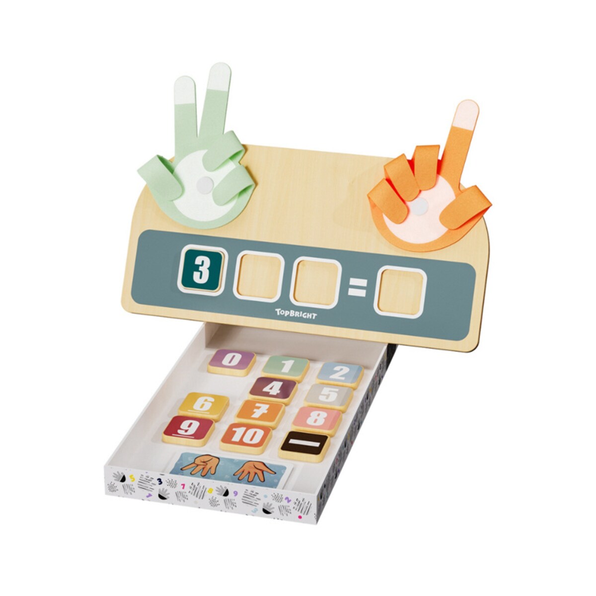 Drewniana zabawka edukacyjna dla dzieci - Nauka liczenia na palcach z zadaniami 36 mies.+ Top Bright
