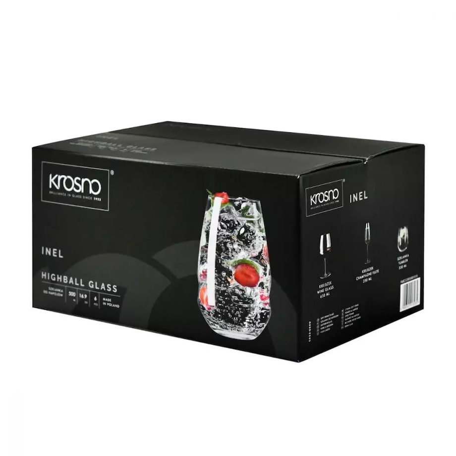 Szklanki i nel Krosno 6 x 500 ml Napoje Drinków Koktajle Zwężane Nowoczesne