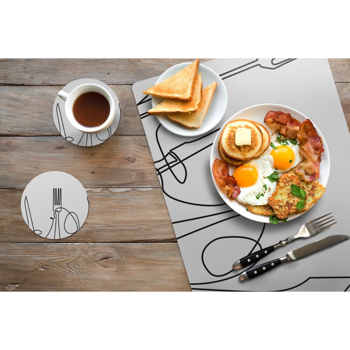 Komplet mat pod talerz Abstrakcyjne sztućce, 6 szt. 45x30cm