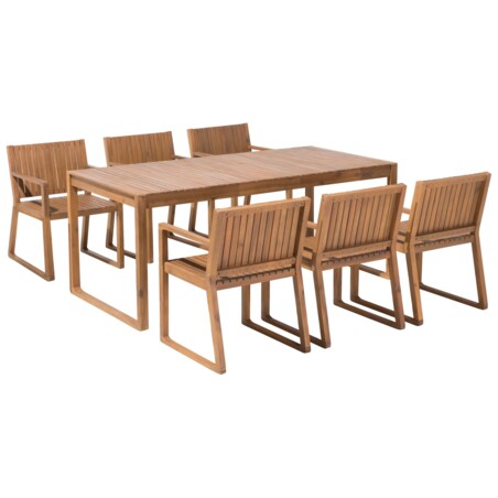 Zestaw ogrodowy akacjowy stół i 6 krzeseł jasne drewno SASSARI
