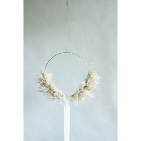 Wianek suszony na obręczy - beżowo biały