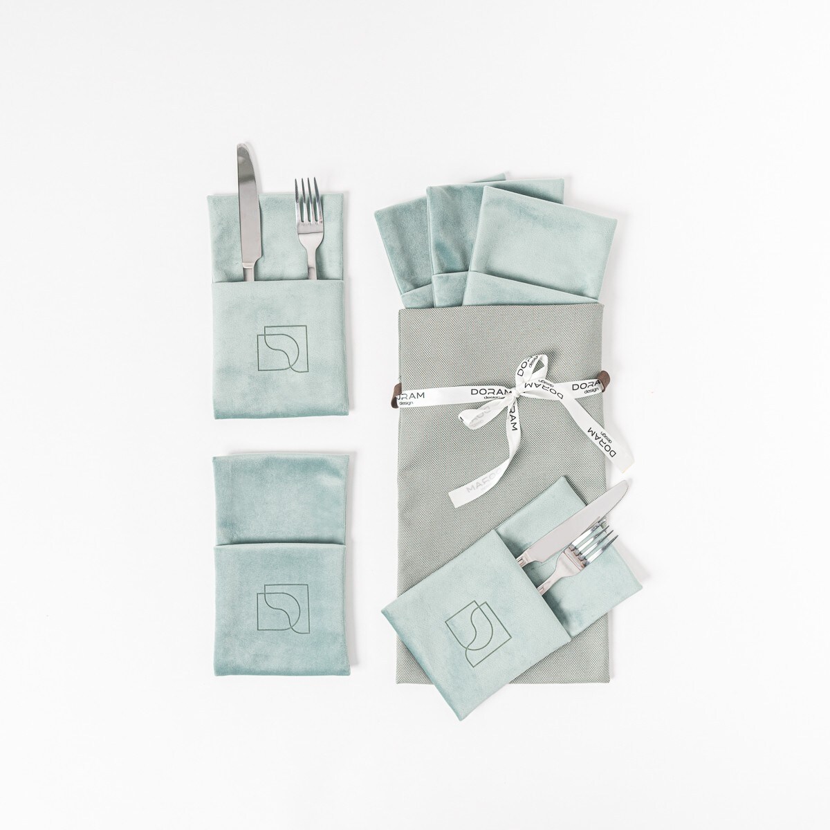 Welurowe Etui na sztućce Mist 6 szt.