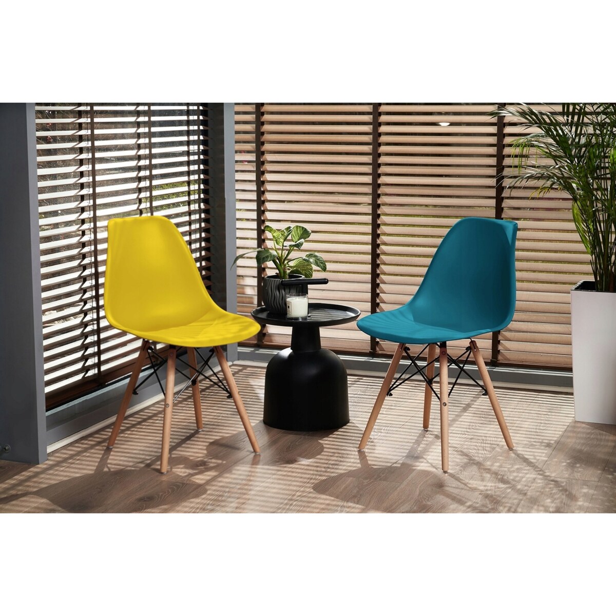 Krzesło skandynawskie wyprofilowane EVA niebieskie