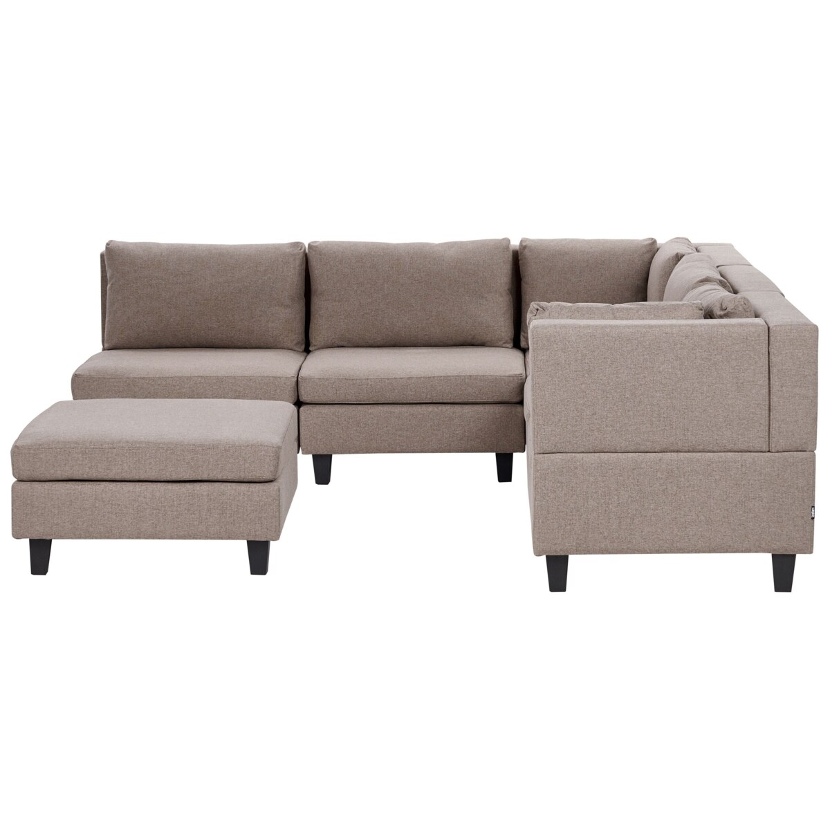 Tapicerowany lewostronny narożnik modułowy 5-osobowy z otomaną brązowy UNSTAD