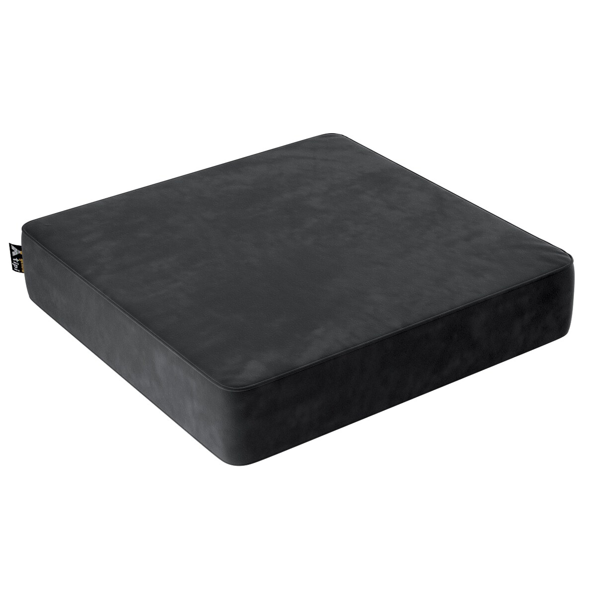 Puf Square, głęboka czerń, 50x50x10cm, Posh Velvet