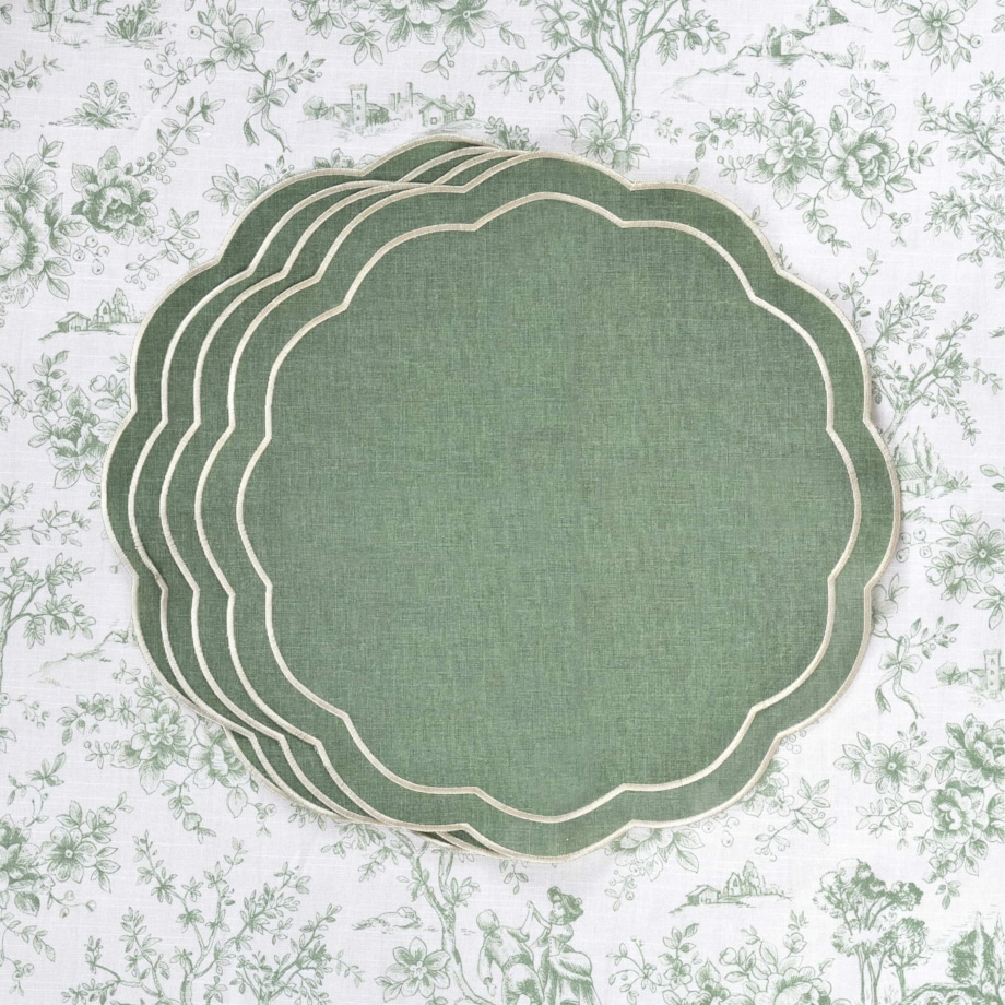 Obrus Toile de Jouy Green - 140 cm x 200 cm