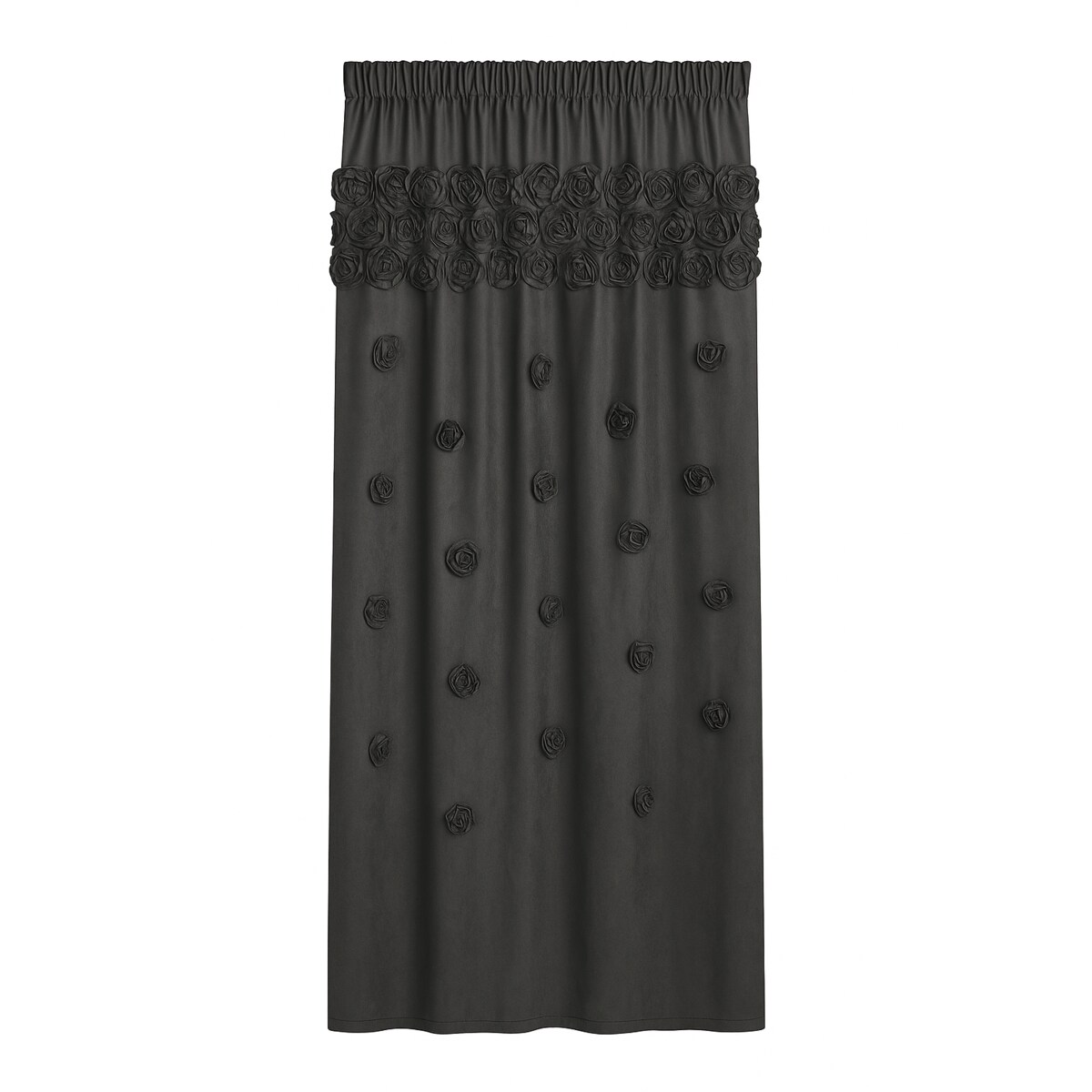 Zasłona welurowa "french roses" z wyszywanymi różami 140x270 cm taśma | czarny