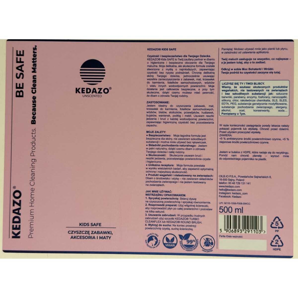 bezpieczny środek do czyszczenia zabawek i powierzchni dziecięcych-KEDAZO Kids Safe