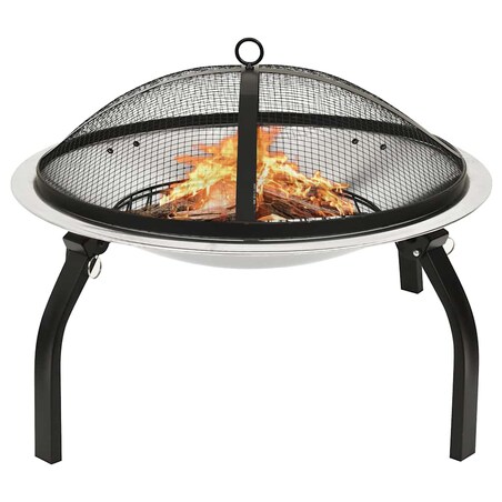 vidaXL Palenisko i grill 2-w-1, z pogrzebaczem, 56x56x49 cm, stal