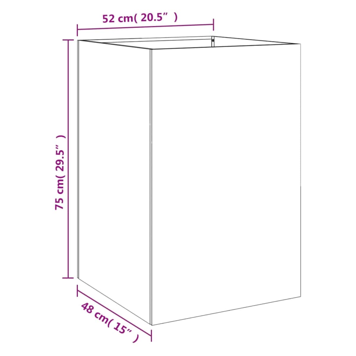 vidaXL Donica, czarna, 52x48x75 cm, stal