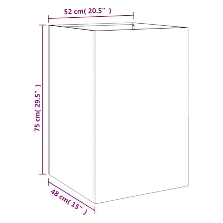 vidaXL Donica, czarna, 52x48x75 cm, stal