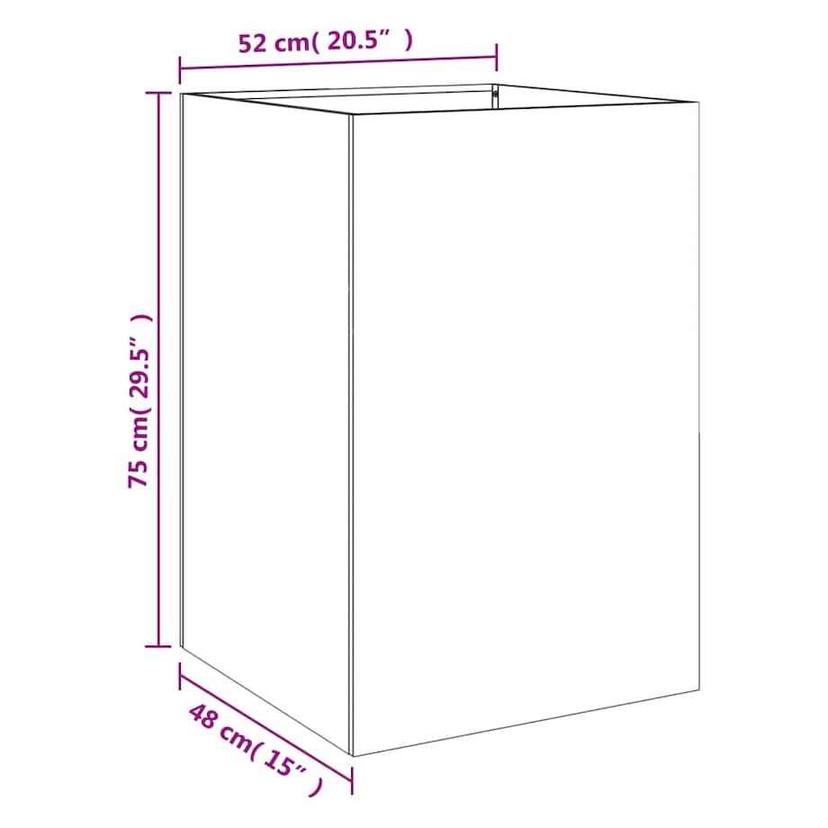 vidaXL Donica, czarna, 52x48x75 cm, stal